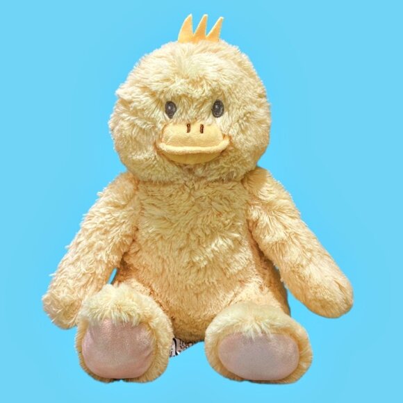 Yellow Duck Plush Easter Stuffed Animal Lovey 11 Inch Stitched Eyes Silver One - Picture 1 of 8